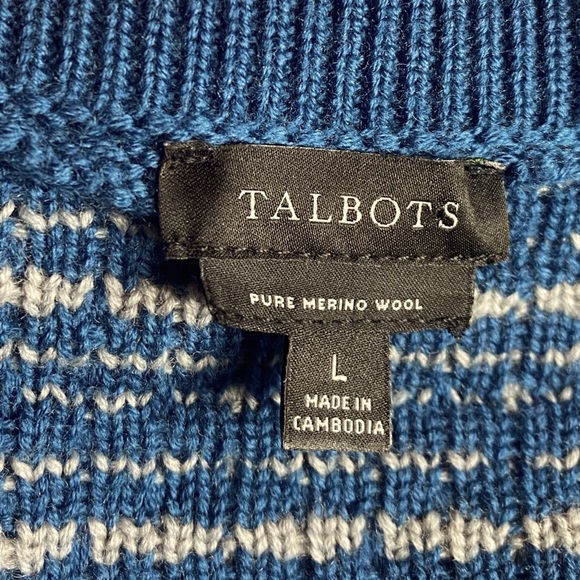 Talbots Merino Wool Long Cardigan Blue Plaid Sz L Button Up Like New - Picture 8 of 9